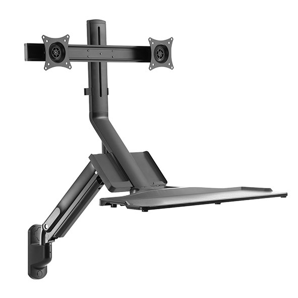 Gas Spring Sit-Stand Desk Converter With Dual Mount Ergonomic Mount